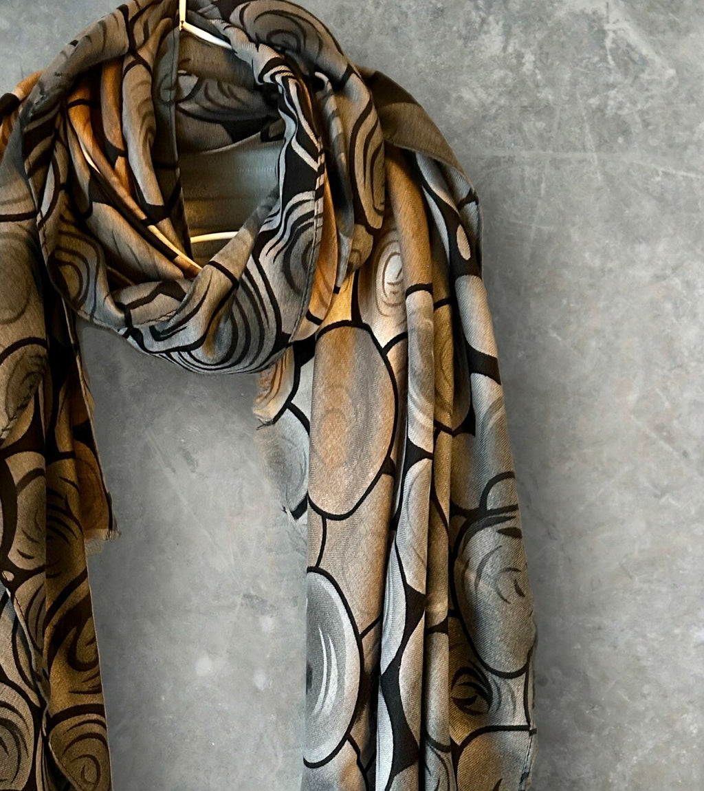 Greyish Brown Bubbles Scarf