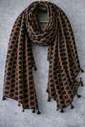 Midnight Dots Tassel Scarf – Printed Wrap