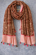 Brown Tribal Pattern Tassel Scarf