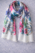 Blue Botanical Floral Scarf