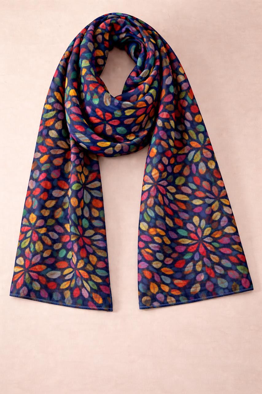Mosaic Petal Scarf – Multicolor Floral Wrap