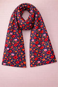 Midnight Garden Floral Scarf – Red Bloom Wrap
