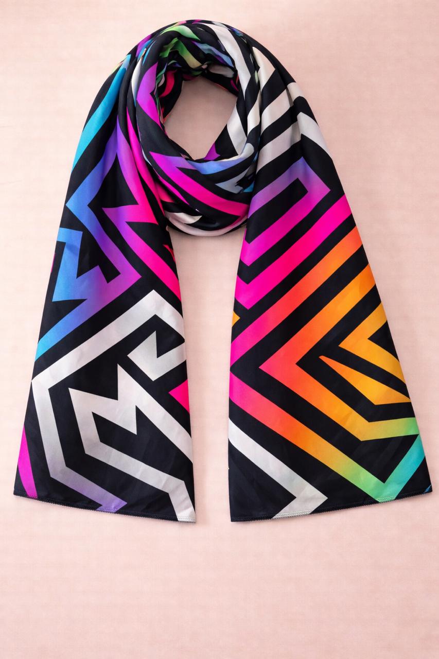 Neon Chevron Scarf – Gradient Graphic Wrap