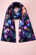 Midnight Orchid Scarf – Botanical Floral Wrap