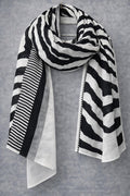 Black Monochrome Brushstroke Scarf