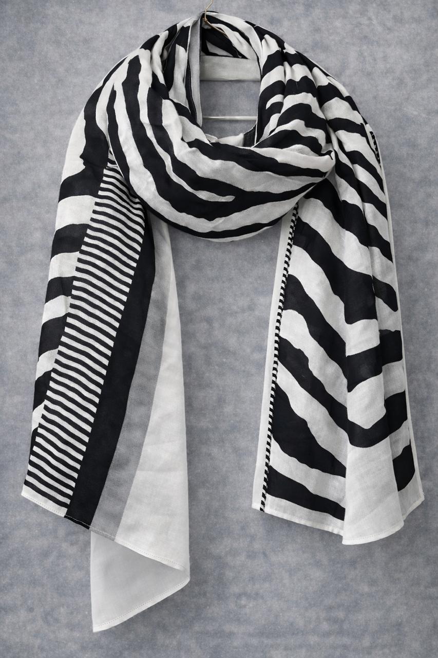 Black Monochrome Brushstroke Scarf