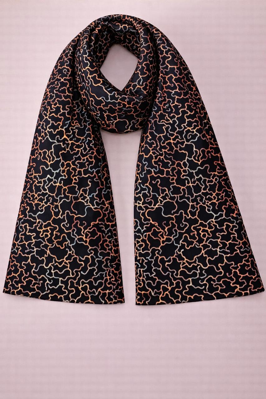 Midnight Marble Scarf – Abstract Line Wrap