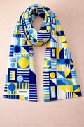 Blue & Yellow Geometric Scarf – Modern Graphic Wrap