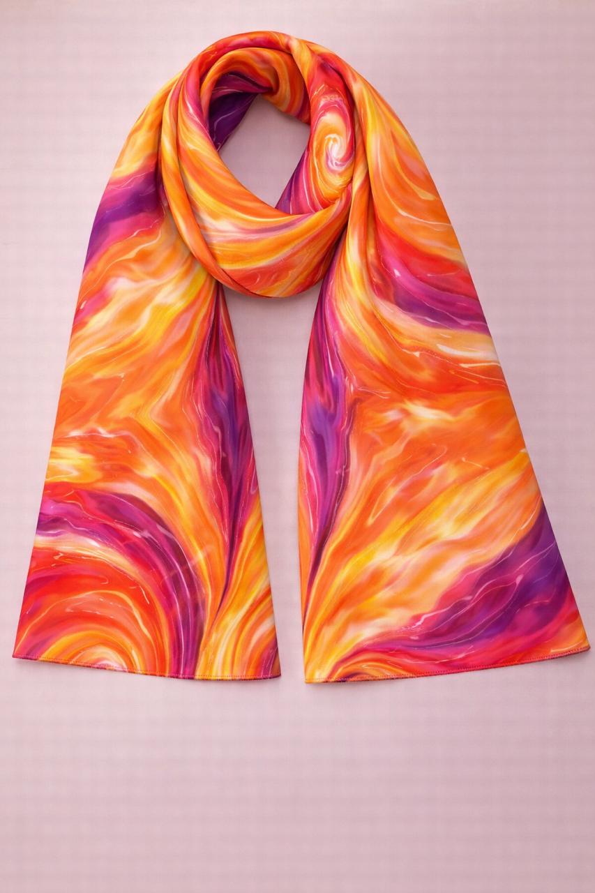 Sunset Marble Scarf – Abstract Gradient Wrap