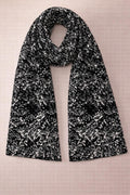 Monochrome Botanical Scarf – Black Floral Wrap