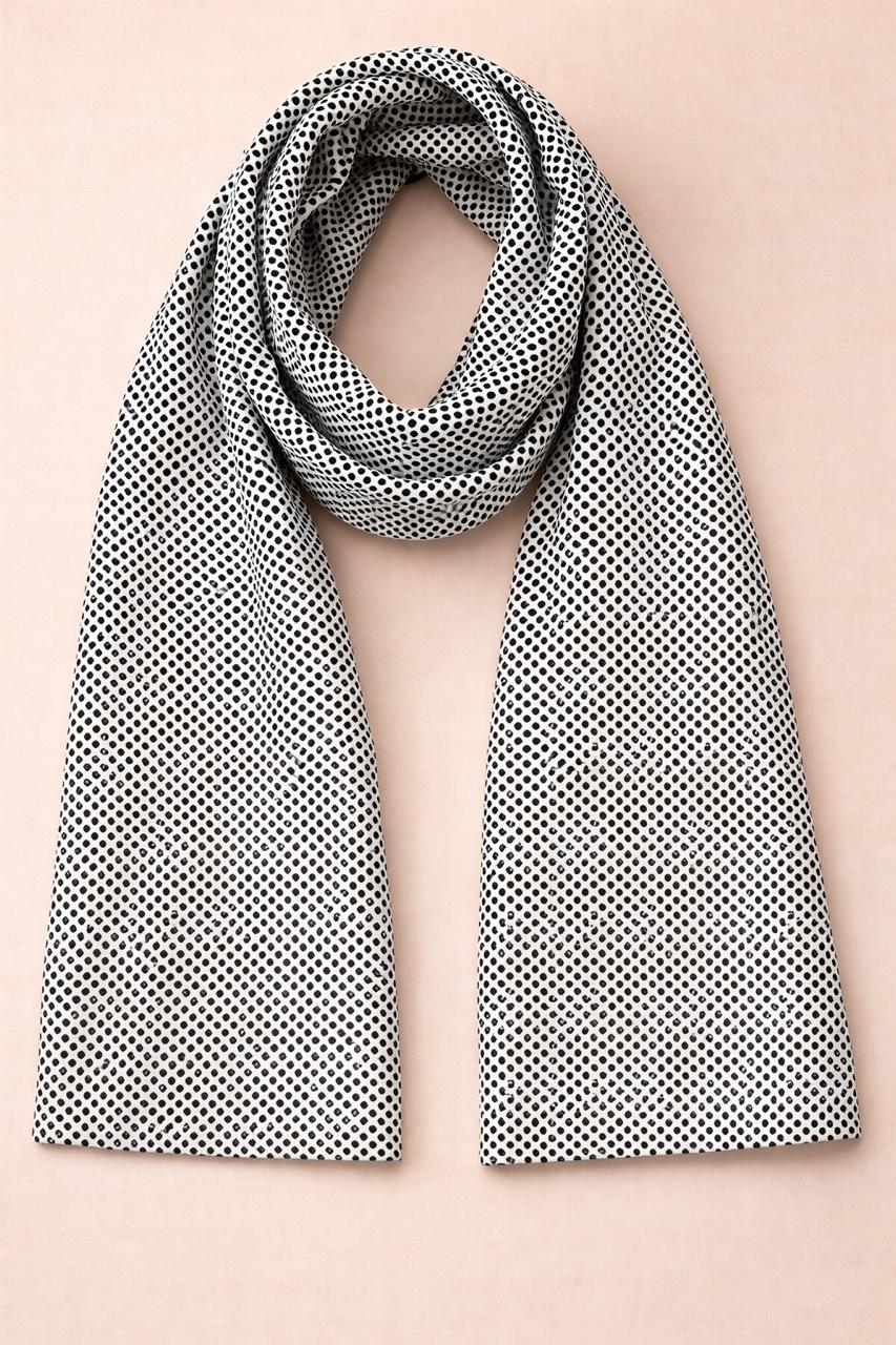 Minimal Dot Scarf – Black & White Wrap