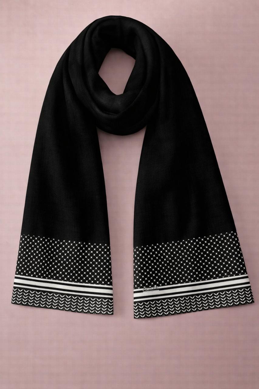 Minimal Border Scarf – Monochrome Graphic Wrap