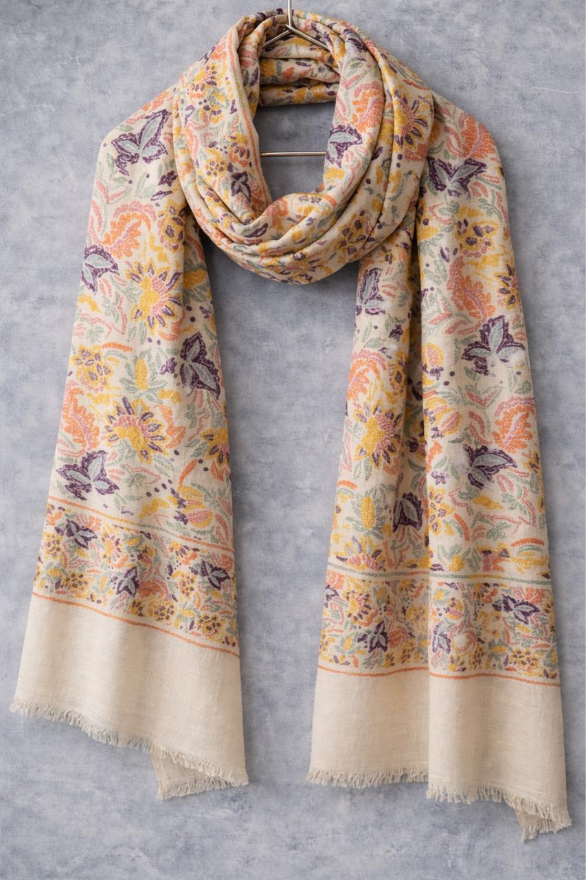Soft Pastel Floral Scarf - Delicate Printed Wrap