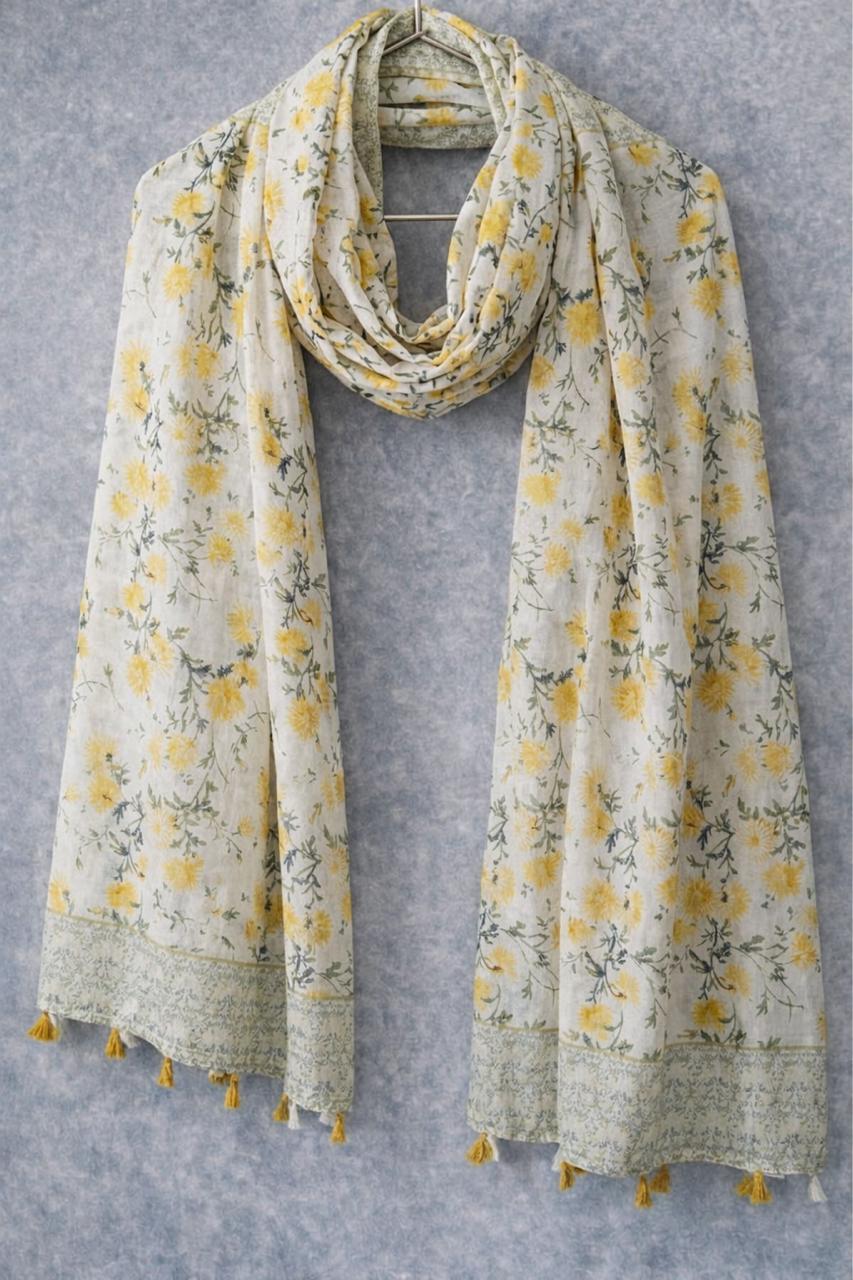 Yellow Daisy Field Scarf - Fresh Floral Wrap