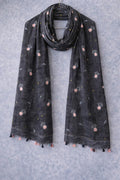 Charcoal Tulip Print Scarf - Subtle Elegant Wrap
