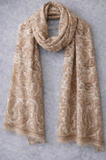 Beige Paisley Classic Scarf - Printed Wrap