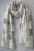 Neutral Grid Pattern Scarf - Modern Minimal Wrap
