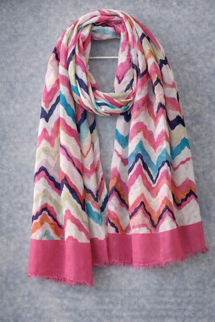 Pink Chevron Color-Block Scarf