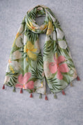 Light Green Tropical Bloom Scarf