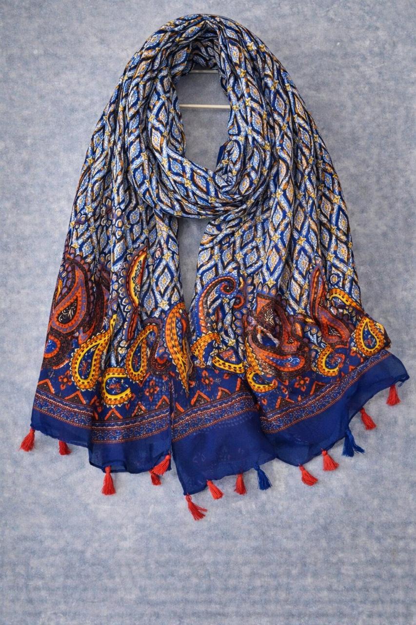 Royal Paisley Blue Scarf