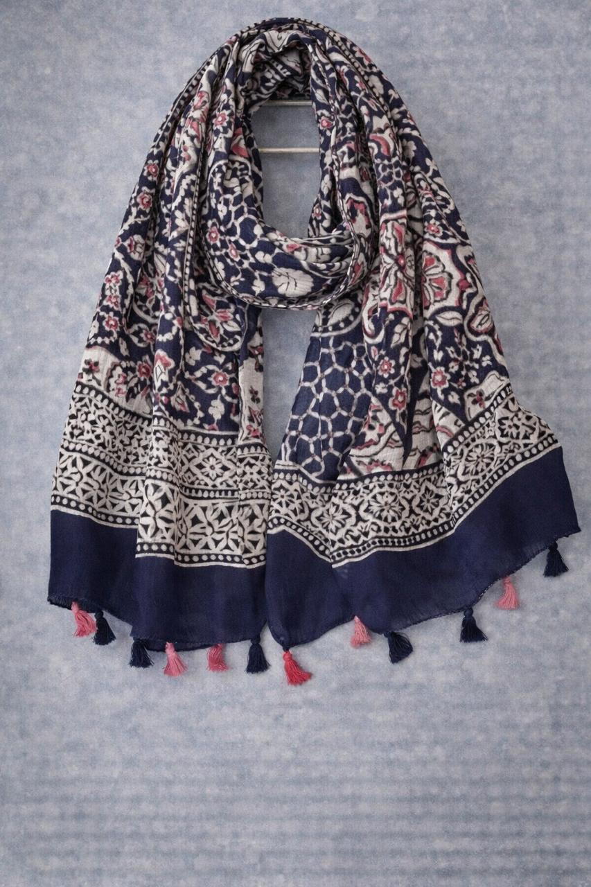 Midnight Mosaic Navy Scarf