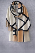 Soft Geometry Neutral Scarf – Abstract Line Wrap