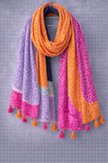 Festival Patchwork Scarf – Mixed Print Tassel Wrap