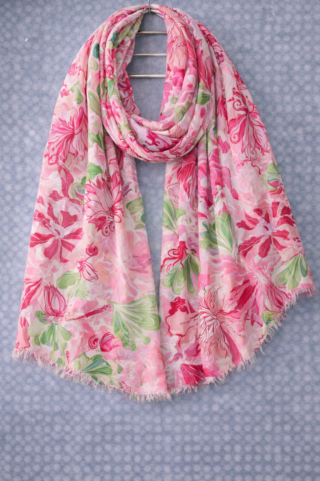 Pink & Red Floral Square Scarf