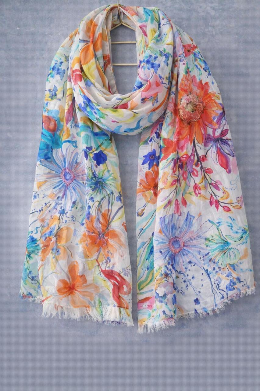 Watercolor Garden Bloom Scarf